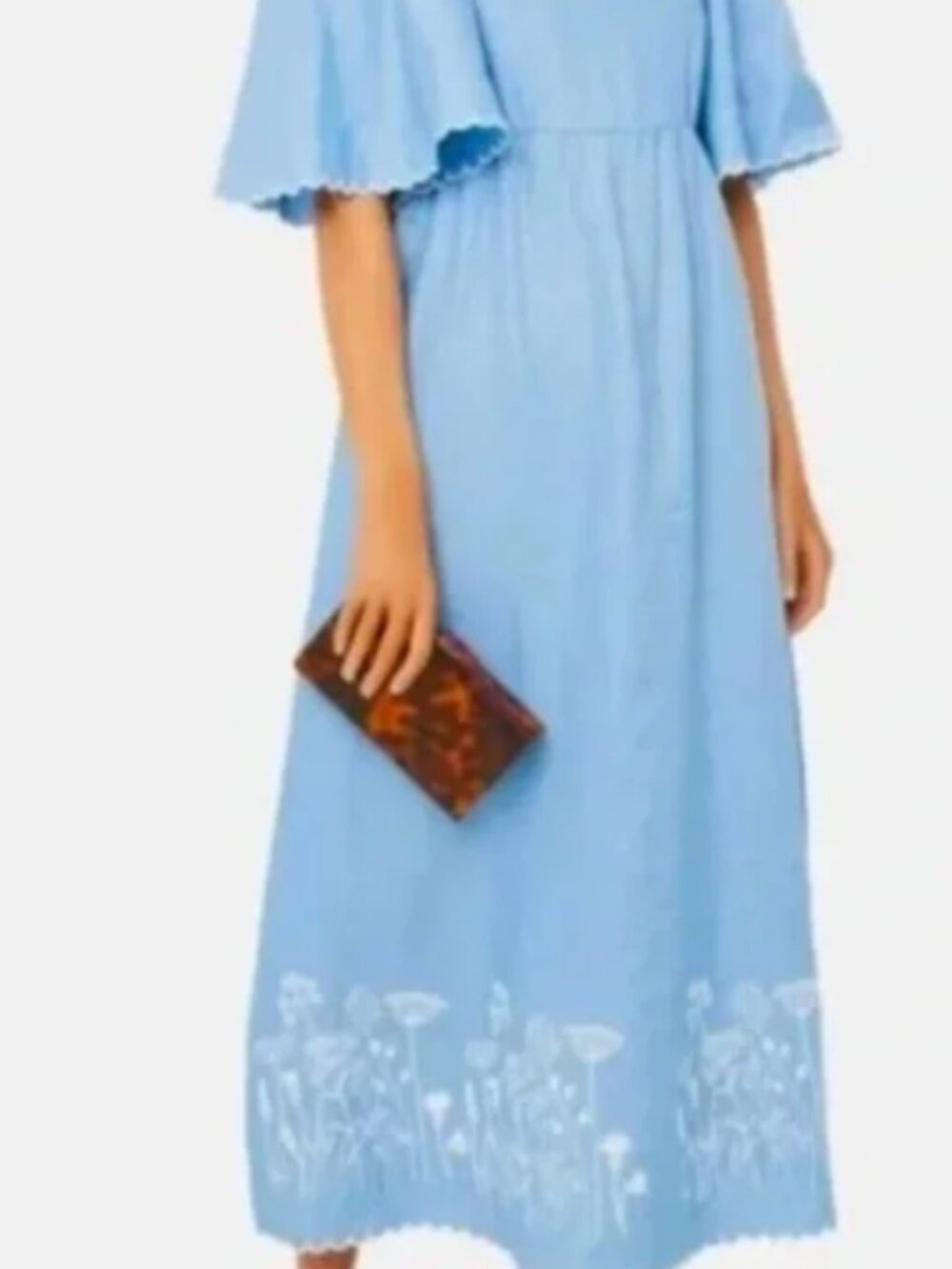 Tuckernuck Blue Embroidered Britton Maxi Scallop Hem Maxi Dress XL (NWOT)